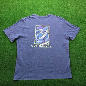 Guy Harvey Tshirt‎ Mens 2XL Blue Short Sleeve Billfish Slam Outdoors Fishing